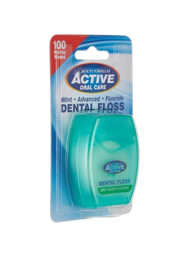 BEAUTY FORMULAS Active Oral care Advanced Dental Floss Mint Waxed+Fluoride - 100 meter - Image 3