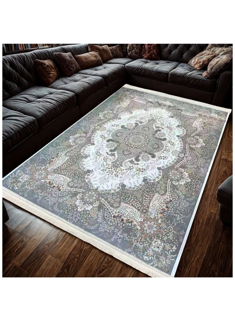 SMART HOME Large padded floor mat with a soft velvet surface and non-slip backing - Living room rug - Majlis rug - Lounge rug - Luxurious decorative rug - Elegant rug with modern patterns for living rooms and majlis - Size 400x300 cm - Suitable for everyday use and entertaining - Image 4