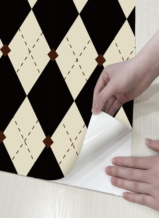 WY-BSO Adhesive Shelf Liner,Vintage Geometric Contact Paper for Cabinets,Vinyl Film Decorative Drawer Liner for Bedroom Dresser Sticker 17.3 inch x 118 inch (Light Yellow and Black, 118x 17.3inch) - Image 4