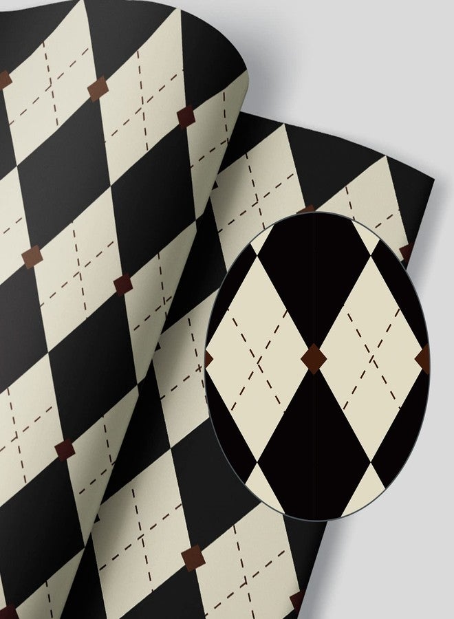 WY-BSO Adhesive Shelf Liner,Vintage Geometric Contact Paper for Cabinets,Vinyl Film Decorative Drawer Liner for Bedroom Dresser Sticker 17.3 inch x 118 inch (Light Yellow and Black, 118x 17.3inch) - Image 2