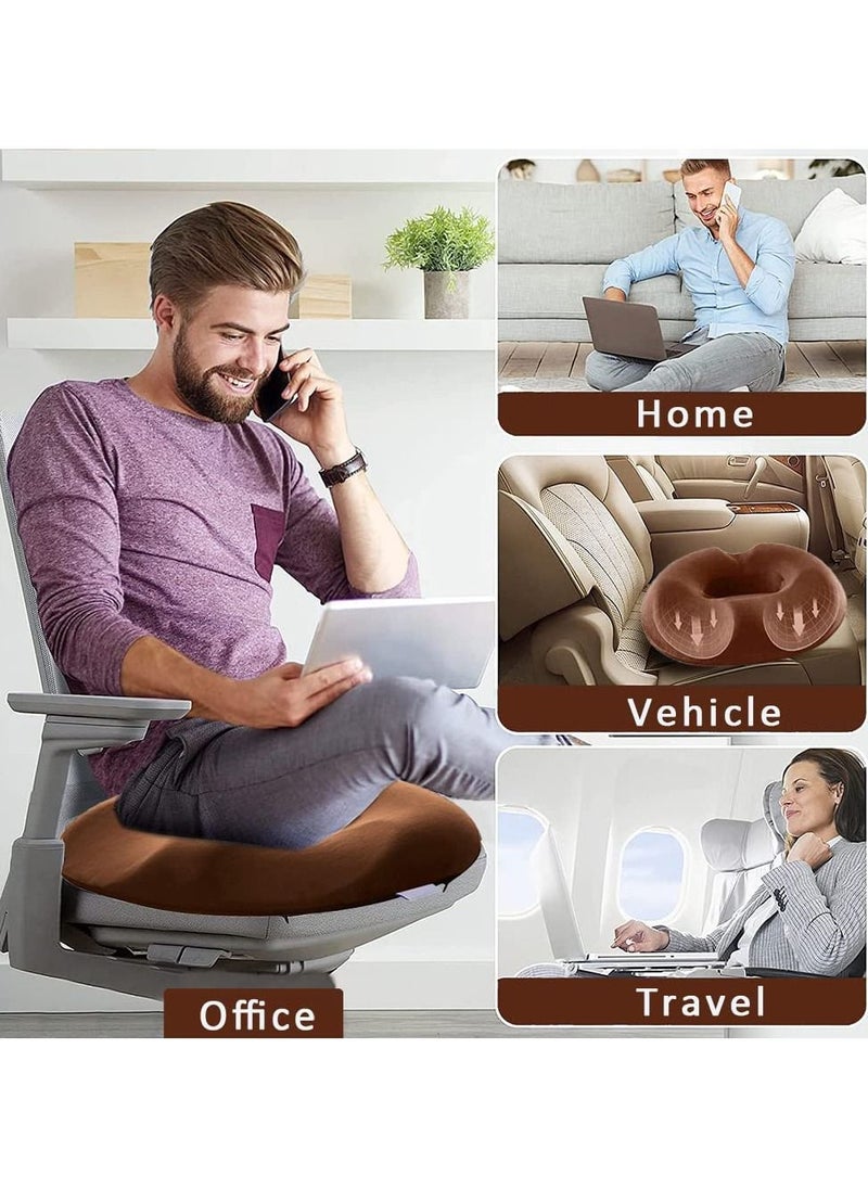 URbazaar - Donut Pillow Hemorrhoid Seat Cushion for Office Chair, Premium Memory Foam Chair Cushion Massage Anti Hemorrhoids Hip Push Up Yoga Orthopedic Comfort Tailbone Pillow (Brown) - Image 1