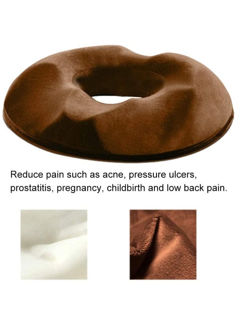 URbazaar - Donut Pillow Hemorrhoid Seat Cushion for Office Chair, Premium Memory Foam Chair Cushion Massage Anti Hemorrhoids Hip Push Up Yoga Orthopedic Comfort Tailbone Pillow (Brown) - Image 1