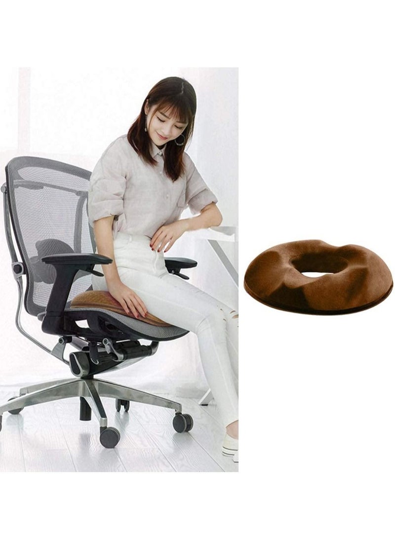 URbazaar - Donut Pillow Hemorrhoid Seat Cushion for Office Chair, Premium Memory Foam Chair Cushion Massage Anti Hemorrhoids Hip Push Up Yoga Orthopedic Comfort Tailbone Pillow (Brown) - Image 1