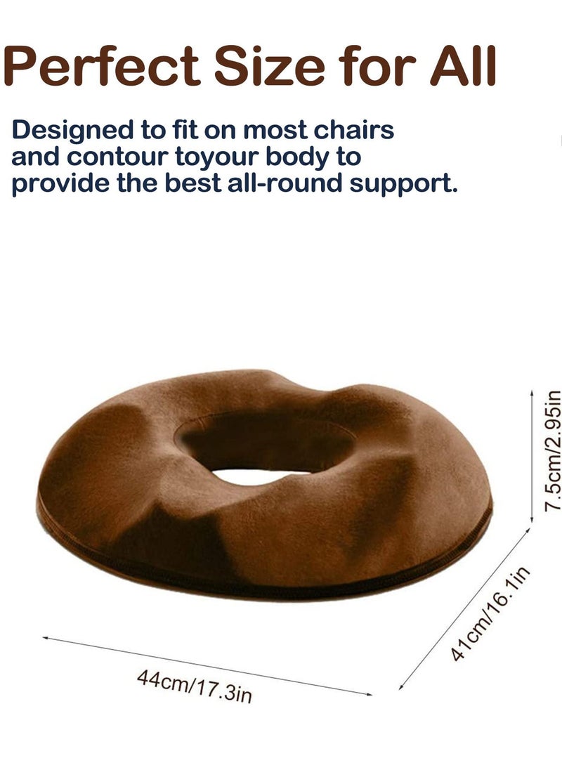 URbazaar - Donut Pillow Hemorrhoid Seat Cushion for Office Chair, Premium Memory Foam Chair Cushion Massage Anti Hemorrhoids Hip Push Up Yoga Orthopedic Comfort Tailbone Pillow (Brown) - Image 1