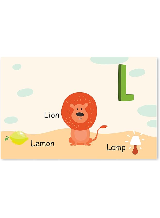 Funz L Alphabet Letter Printed Boards Animal Pattern Frames Matching Puzzle Game Educational Preschool Learning Toys Gift For Preschool Kids Size 45*30Cm  - Image 1