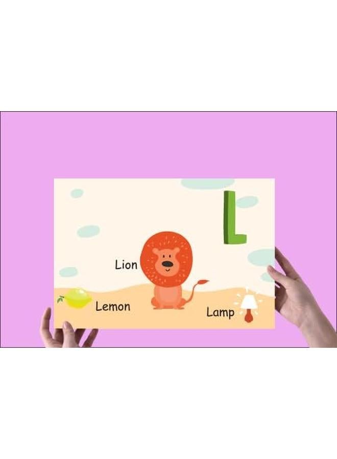 Funz L Alphabet Letter Printed Boards Animal Pattern Frames Matching Puzzle Game Educational Preschool Learning Toys Gift For Preschool Kids Size 45*30Cm  - Image 4