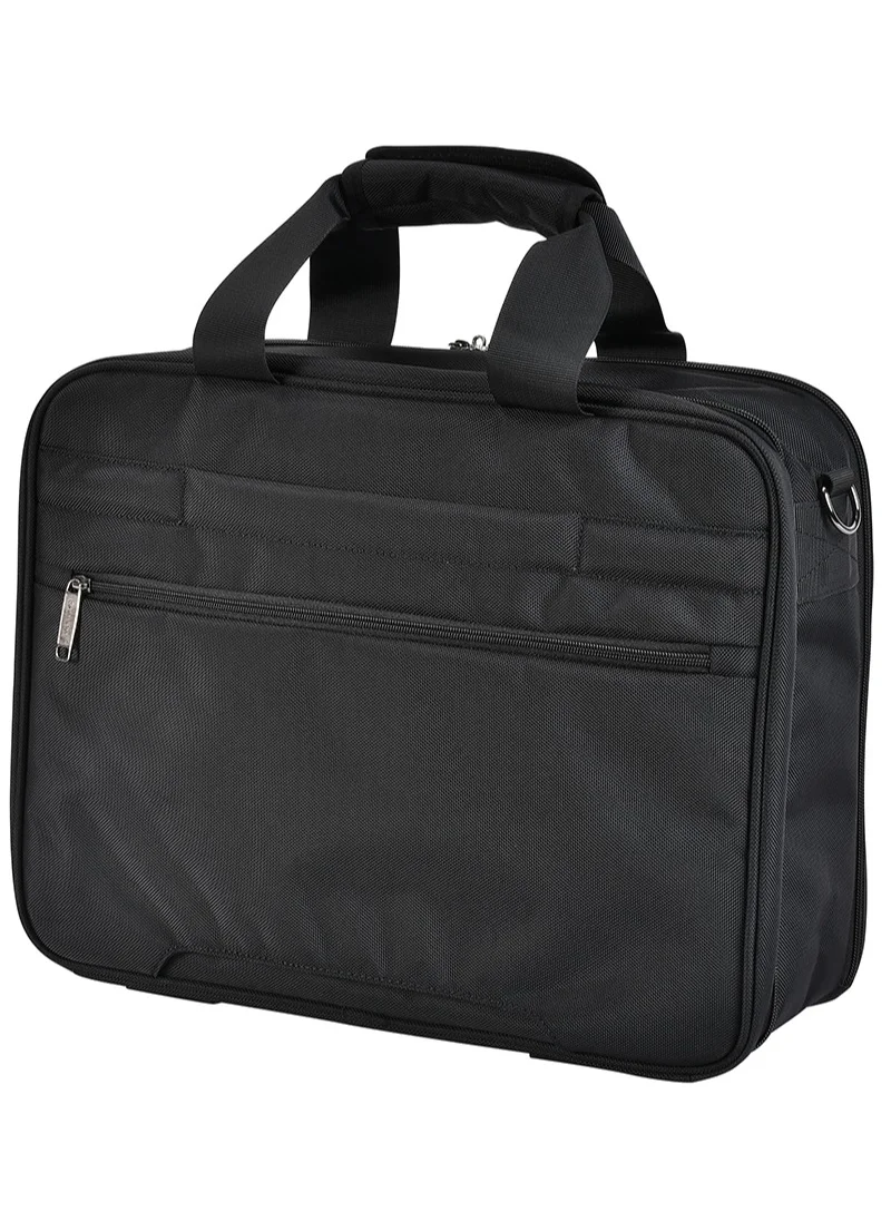 إيمينينت Premium Polyester Shoulder Laptop Bag 17 Inch Light Weight 180° Opening Business Laptop Briefcase for Men Women on Travel Business S0790 Black