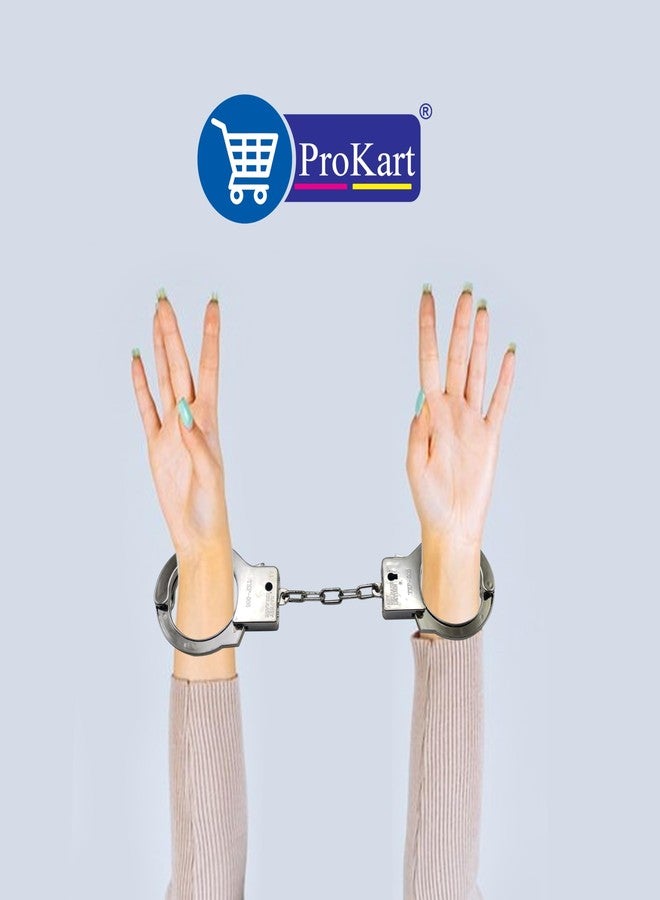 Prokart Kids Toy Police Handcuffs – Soft Plush Costume Accessory | Safe Metal Handcuffs with Fluffy Cover & Keys – Perfect for Valentine’s Day, Role Play, Costume & Dress-Up (Silver) - Image 4