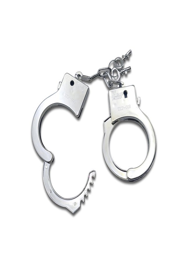 Prokart Kids Toy Police Handcuffs – Soft Plush Costume Accessory | Safe Metal Handcuffs with Fluffy Cover & Keys – Perfect for Valentine’s Day, Role Play, Costume & Dress-Up (Silver) - Image 3