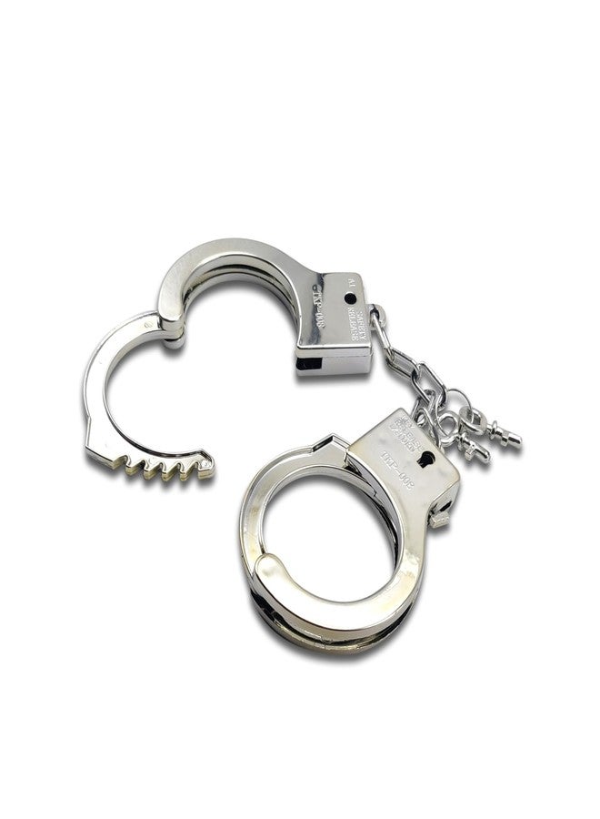 Prokart Kids Toy Police Handcuffs – Soft Plush Costume Accessory | Safe Metal Handcuffs with Fluffy Cover & Keys – Perfect for Valentine’s Day, Role Play, Costume & Dress-Up (Silver) - Image 1