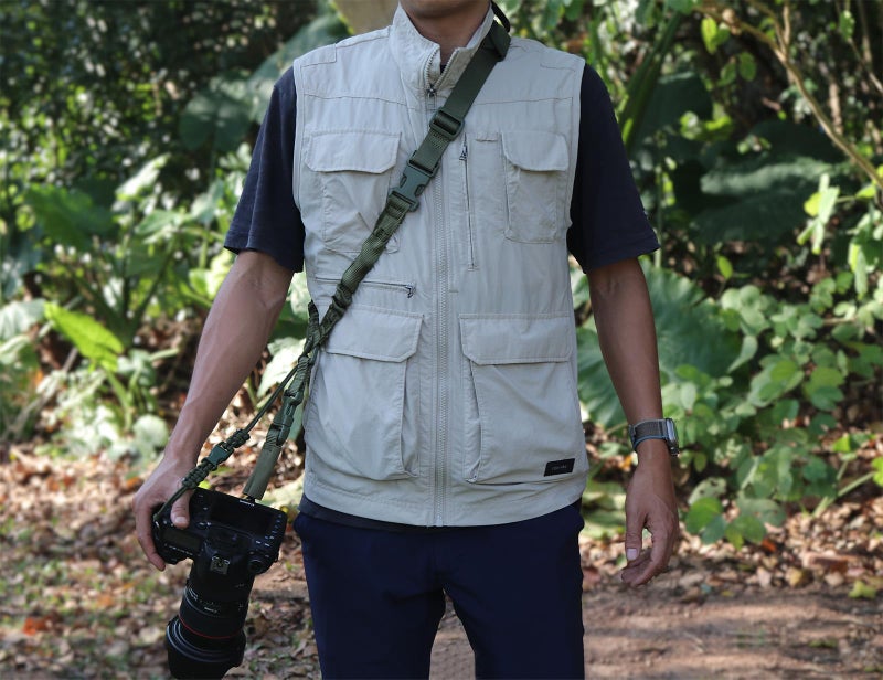 Rigdance حزام كتف كاميرا ريجدانس مع إطلاق سريع مع حبل أمان، حزام رقبة كاميرا قابل للتعديل فريد من نوعه لنيكون وسوني وكانون وأوليمبوس كاميرا DSLR - أخضر عسكري - Image 3