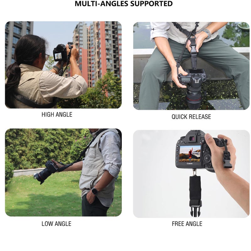 Rigdance حزام كتف كاميرا ريجدانس مع إطلاق سريع مع حبل أمان، حزام رقبة كاميرا قابل للتعديل فريد من نوعه لنيكون وسوني وكانون وأوليمبوس كاميرا DSLR - أخضر عسكري - Image 4