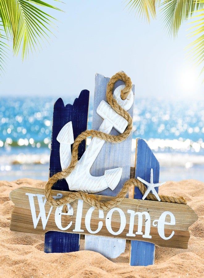 بازلد لوحة ترحيب بحرية من CoTa Global Atlantic Anchor - لوحة خشبية بطابع بحري، ديكور شاطئي للجدران، مجسم خشبي مبتكر لنجم البحر الأبيض والأزرق مع مرساة، لوحة ديكور جدارية ساحلية - Image 5