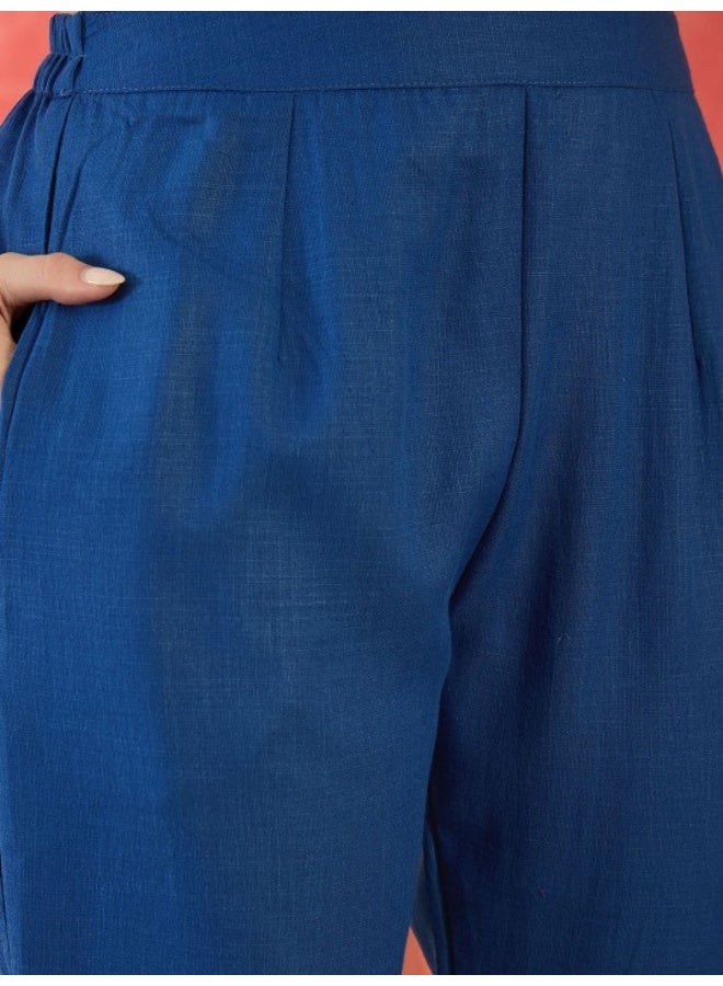 AKS Navy Blue Lurex Georgette Kurta Set - Image 3