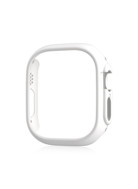 Suitable For Apple Watch Case Applewatch7 Generation Oil Injection PC Electroplating Hollow Watch Case Iwatch8 Protective Shell-Color:White-Ultra-Appearance Size:40MM (4/5/6/SE Universal)