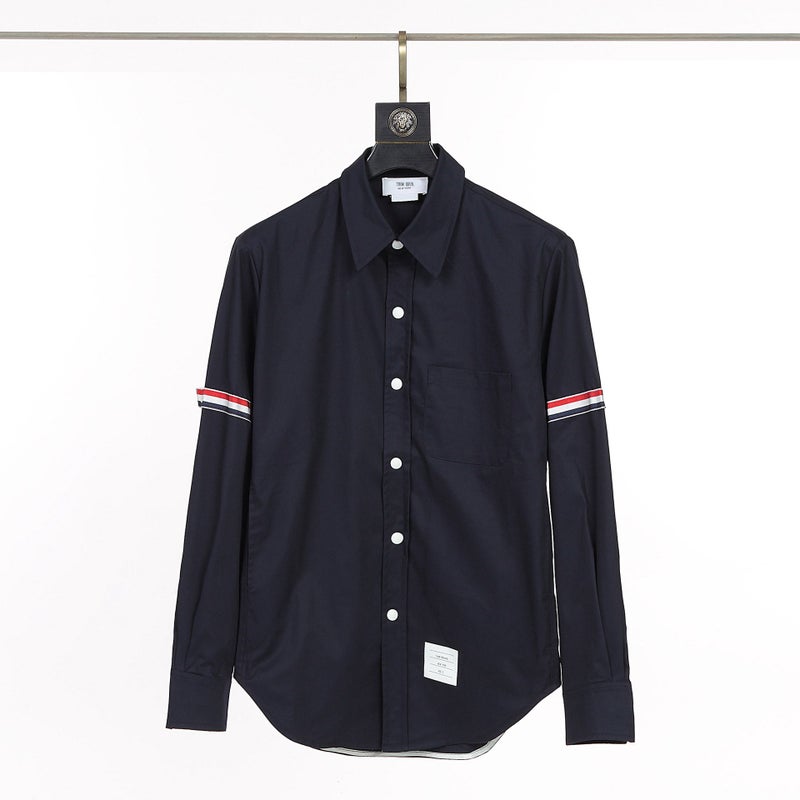 TB BROWIN new TB shirt poplin fabric double webbing long sleeve shirt base coat a generation of hair Grey - Image 4