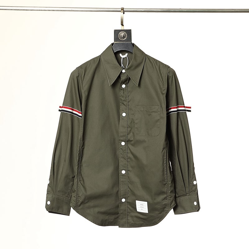 TB BROWIN new TB shirt poplin fabric double webbing long sleeve shirt base coat a generation of hair Grey - Image 2