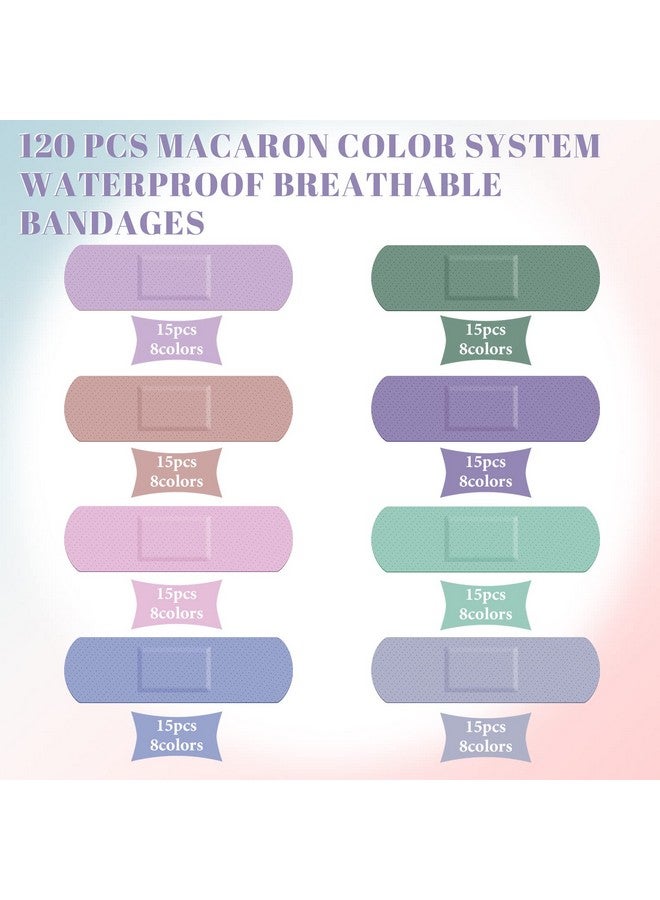 Weewooday Kids Bandages Colorful Flexible Bandages Bulk Teachers Students Assorted Morandi Colors Waterproof Breathable Bandages For Skin Finger Wrap Family Children Toddlers, 8 Colors(120 Pcs) - Image 2
