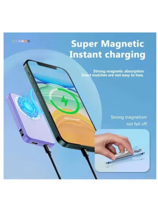 GULFLINK Magnetic Portable Power Bank Charger for Apple iPhone 15/14/13 Series 10000mah Purple - Image 4