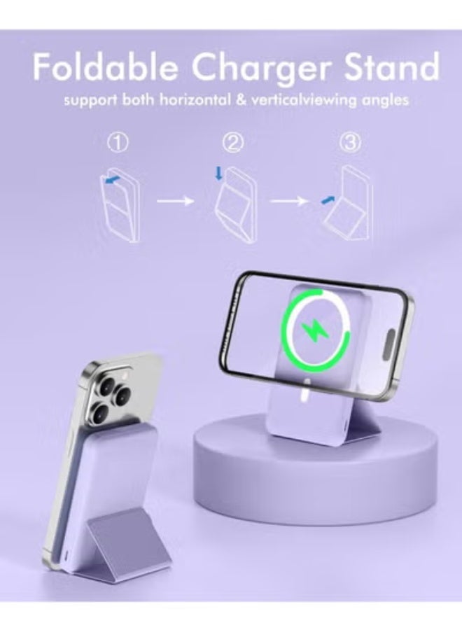 GULFLINK Magnetic Portable Power Bank Charger for Apple iPhone 15/14/13 Series 10000mah Purple - Image 5