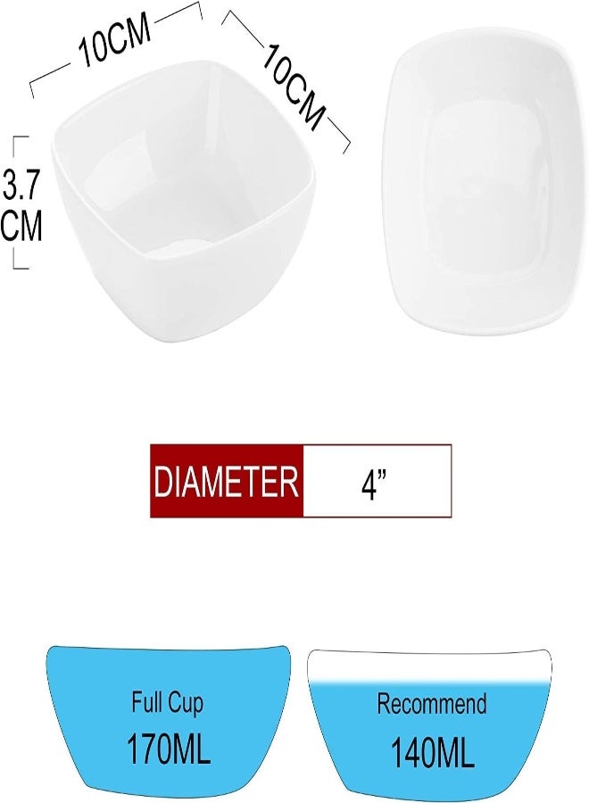 AKDC , 6-Piece 4" (10Cm) Square Ramekins Ivory White Porcelain China Ceramic Cream White Dishes(Set Of 6) (Color : Cream White, Size : Set Of 12-11 X 10 X 4Cm) - Image 3