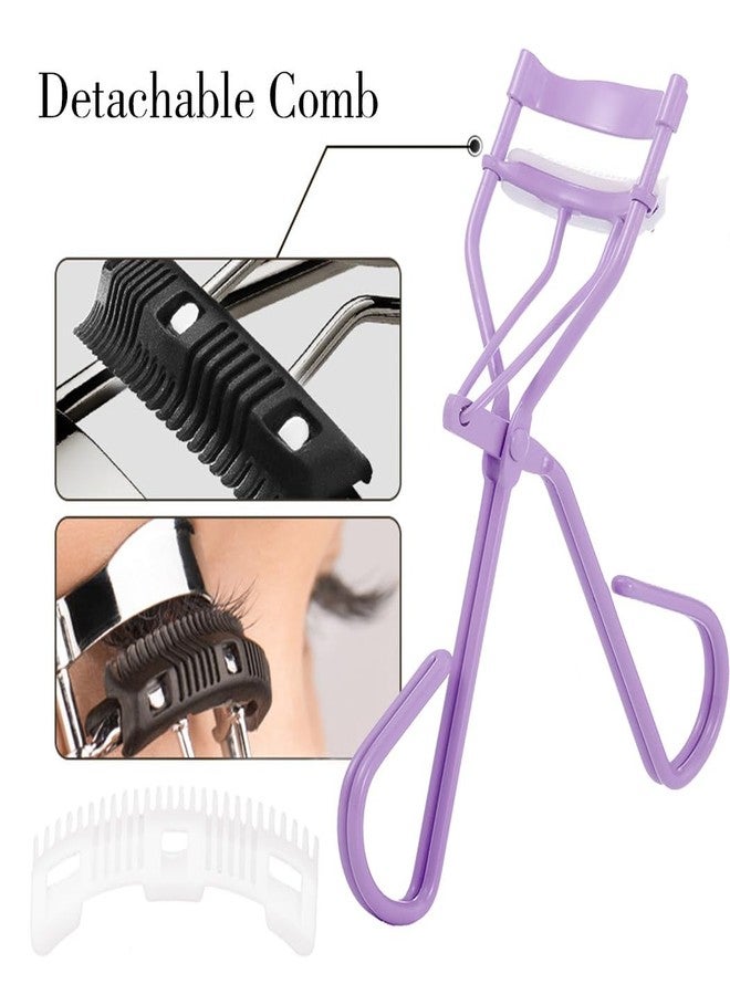 Uranian Eyelash Curlers with Built-in Comb Lash Curler with Comb Eyelash Curler with 2 Silicone Refill Pads Beauty Lash Curler Makeup Tool for Women and Girls - Image 3