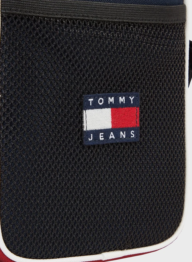 TOMMY HILFIGER Logo Mesh Detail Crossbody Bag