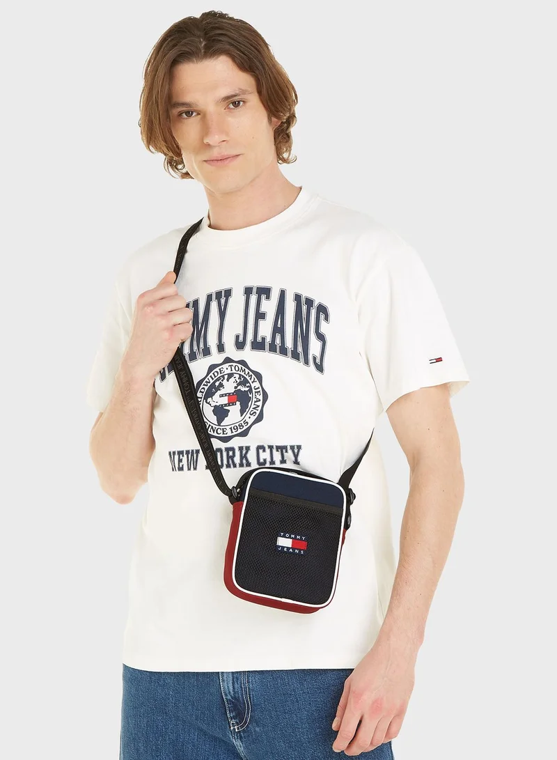 TOMMY HILFIGER Logo Mesh Detail Crossbody Bag