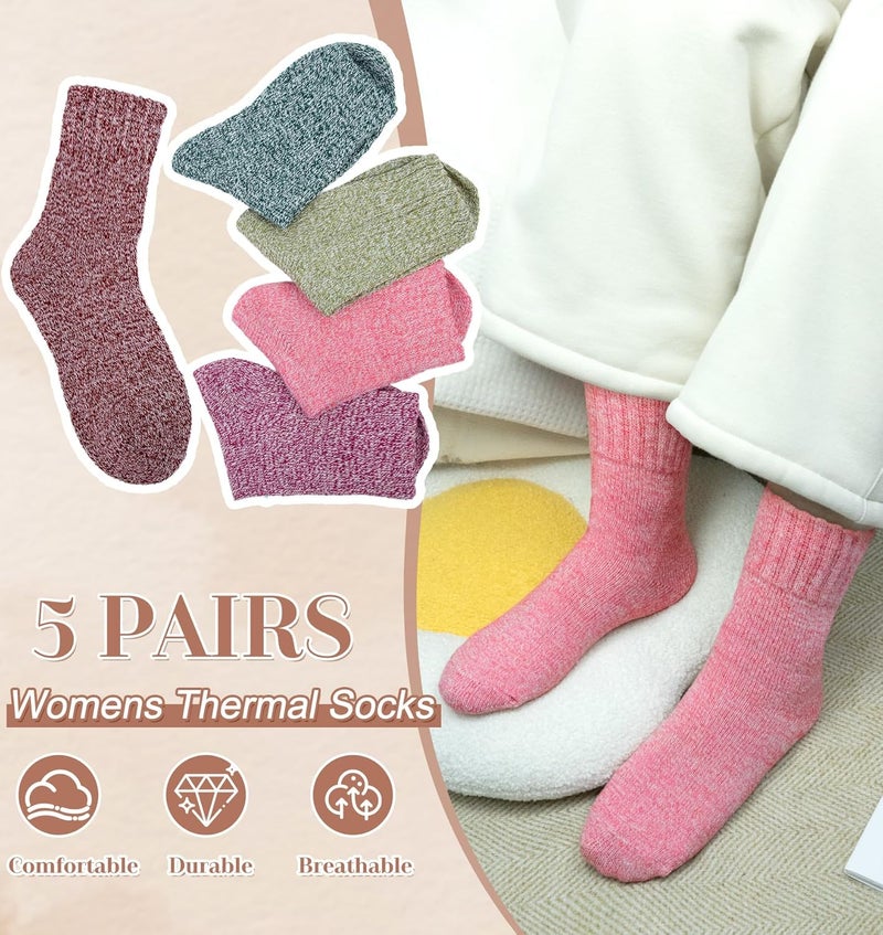 YSense Womens Wool Socks, Winter Boot Socks Stocking Stuffers Gifts for Women Men Warm Crew for Hiking - Image 4