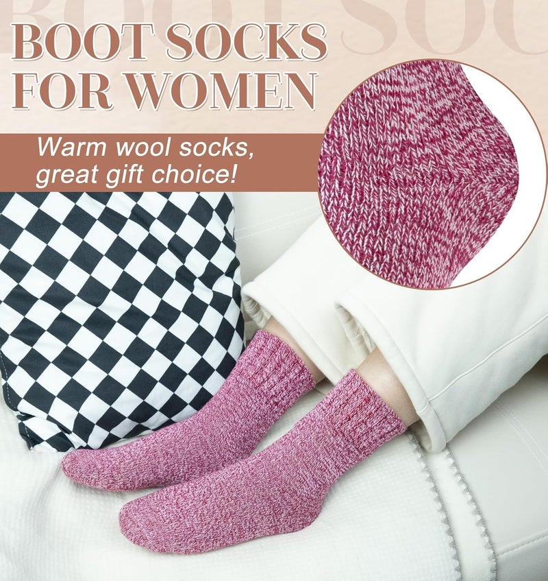 YSense Womens Wool Socks, Winter Boot Socks Stocking Stuffers Gifts for Women Men Warm Crew for Hiking - Image 5
