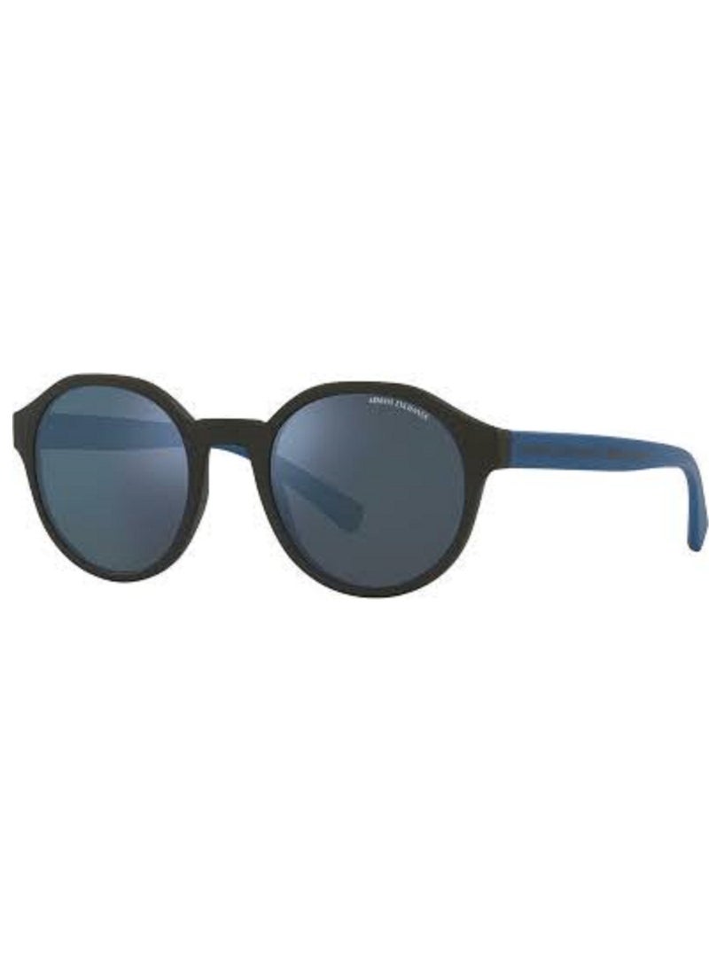 Armani Exchange - ARMANI EXCHANGE SUNGLASS AX4114S 833555 SIZE 51 MATTE BLACK FRAME WITH BLUE MIRROR LENS UNISEX - Image 1