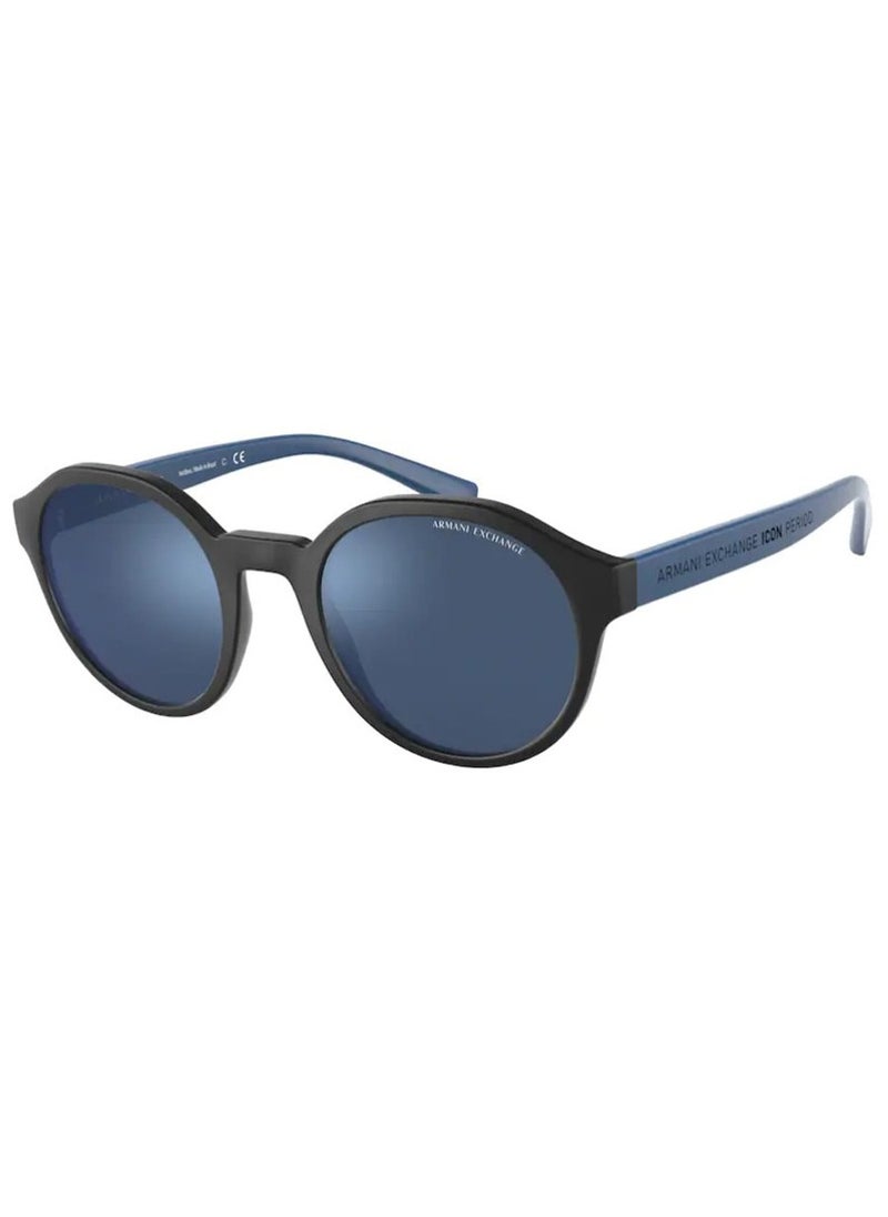 Armani Exchange - ARMANI EXCHANGE SUNGLASS AX4114S 833555 SIZE 51 MATTE BLACK FRAME WITH BLUE MIRROR LENS UNISEX - Image 1