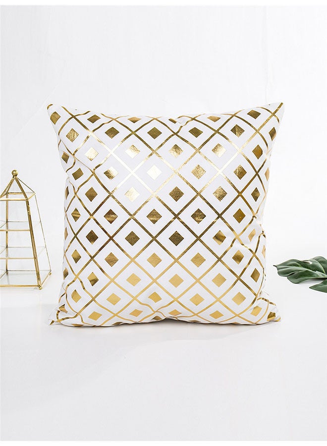 NIBEMINENT Geometric Pattern Printed Cushion Cover Gold/White 45x45centimeter