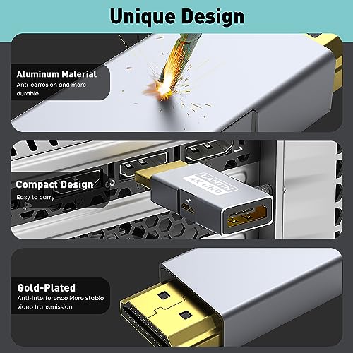 UANTIN HDMI to DisplayPort Adapter (4K 60Hz,1080p 120Hz) Uni-Directional Only, HDMI (Source) to DP (Display) Converter Male to Female for Laptop,AMD,NVIDIA,PS5,Xbox and More - 1 Pack - Image 5