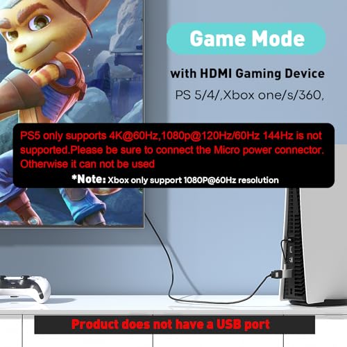 UANTIN HDMI to DisplayPort Adapter (4K 60Hz,1080p 120Hz) Uni-Directional Only, HDMI (Source) to DP (Display) Converter Male to Female for Laptop,AMD,NVIDIA,PS5,Xbox and More - 1 Pack - Image 3