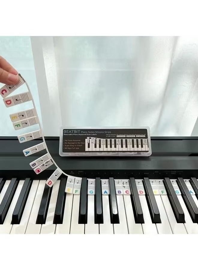 Generic Reusable Piano Notes Guide for Beginner Removable Piano Keyboard Note Labels for Learning 88-Key Full Size Made Of Silicone No Need Stickers for Kids Student  - Image 3