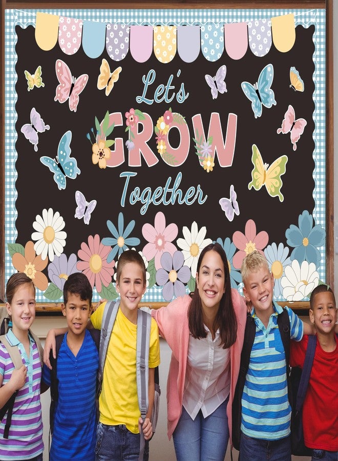Polaxium Spring Bulletin Board Set Spring Classroom Decorations Let’s Grow Together Inspirational Bulletin Board Flower Cutouts for Home School Office Chalkboard Whiteboard Wall Window Door Decor Supplies - Image 4