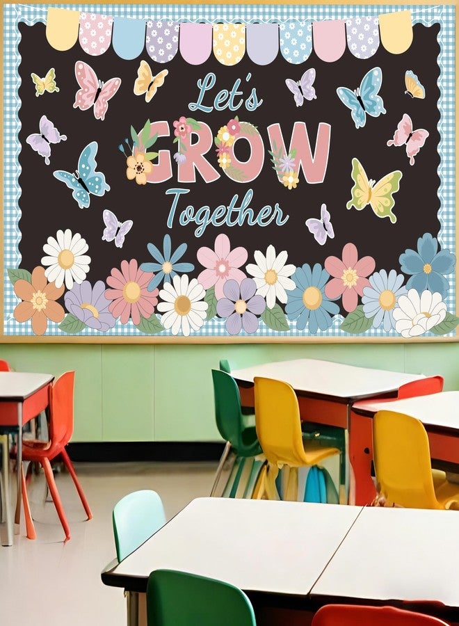 Polaxium Spring Bulletin Board Set Spring Classroom Decorations Let’s Grow Together Inspirational Bulletin Board Flower Cutouts for Home School Office Chalkboard Whiteboard Wall Window Door Decor Supplies - Image 2