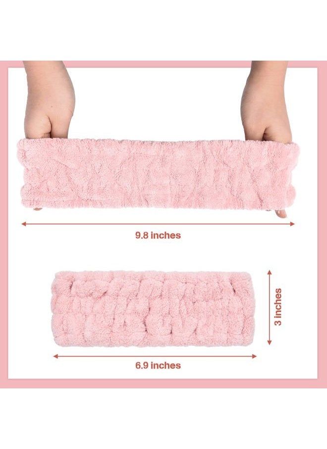 Chuangdi 3 Pieces Terry Cloth Elastic Headbands for Women - Makeup, Face Washing, Yoga, Sports, Shower (Pink, Green, Brown)  - Image 2