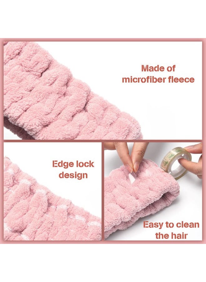 Chuangdi 3 Pieces Terry Cloth Elastic Headbands for Women - Makeup, Face Washing, Yoga, Sports, Shower (Pink, Green, Brown)  - Image 3