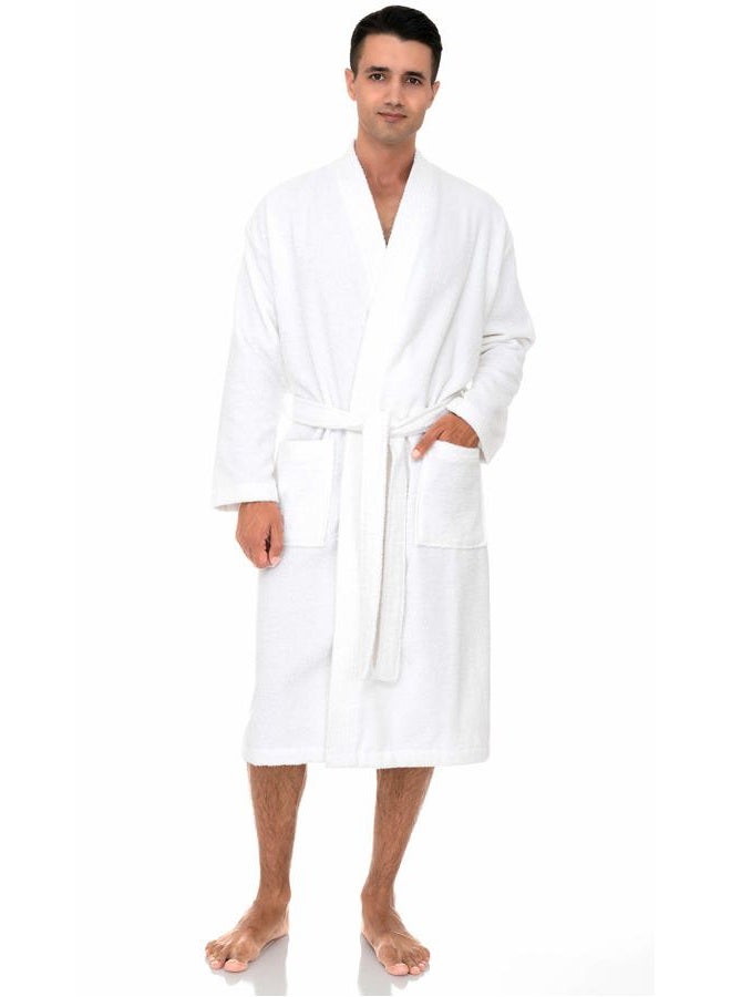 TowelSelections Mens Robe Cotton Terry Cloth Bathrobe Soft Towel Bath Robe for Men XS to 3X, White, XL-XXL - Image 1