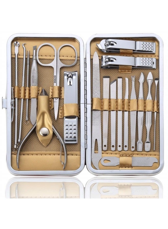 KV.YSHQLNE Manicure Set Pedicure Kit Professional 19 Pcs Nail Clipper for Men & Women Stainless Steel Sharp Cutter Grooming Nose Hair Scissors…Black Fingernails & Toenails with Portable Case (Wine red_19 pieces) - Image 1