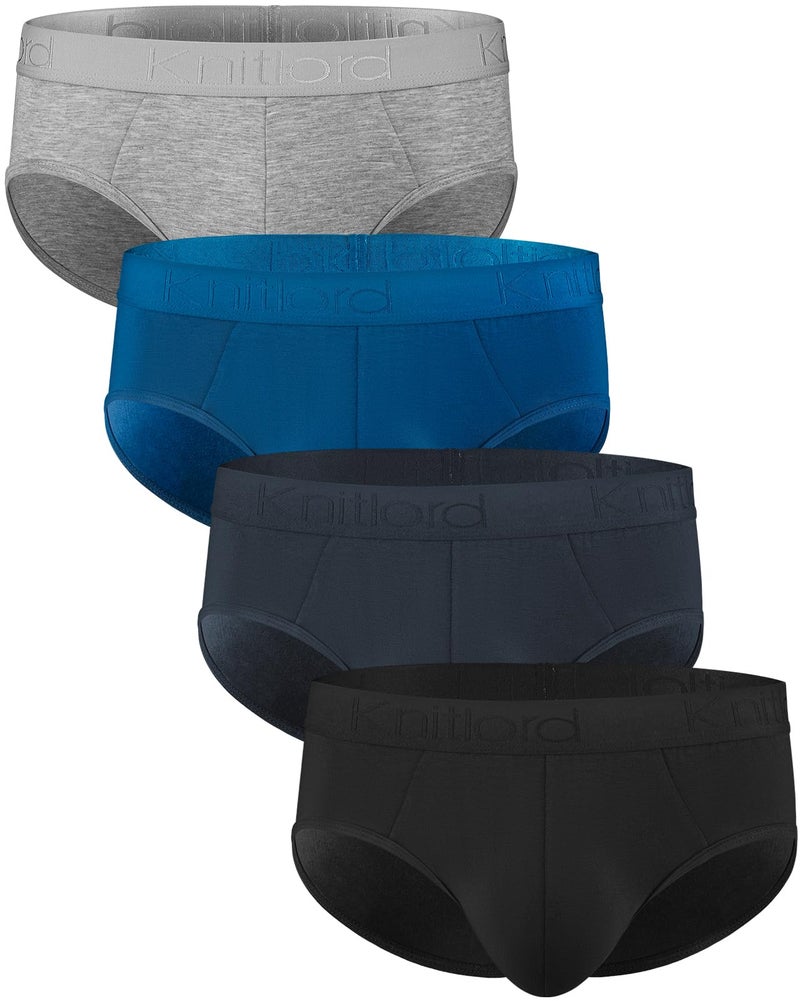 KNITLORD Men's Underwear Bamboo Viscose Soft Breathable Briefs Mid/Low Rise Underpants 4 Pack (M) - Image 1