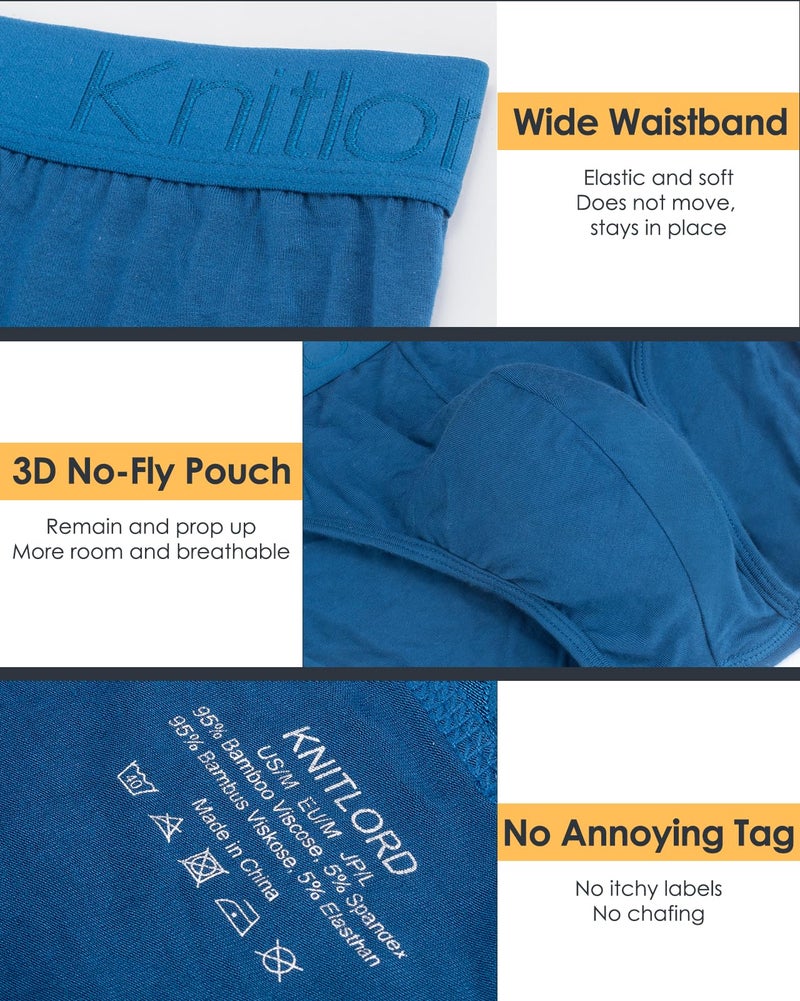 KNITLORD Men's Underwear Bamboo Viscose Soft Breathable Briefs Mid/Low Rise Underpants 4 Pack (M) - Image 3