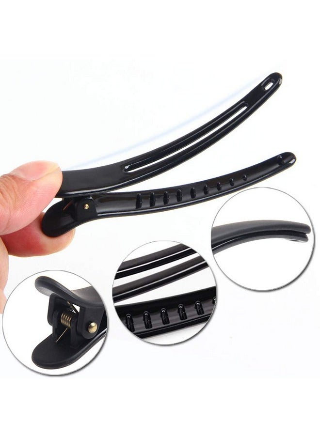 Teensery 12 Pcs Matt Black Styling Hair Clips Plastic Duckbill Clips Professional Hair Clamp For Salon Hair Styling Sectioning (Medium)  - Image 4