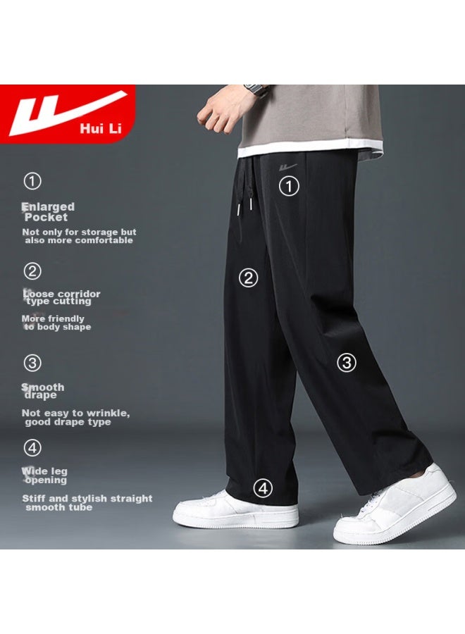 Warrior Sports Pants For Men, Summer Ice Silk Quick-dry Casual Pants, Loose Straight-leg Wide-leg Trousers, Men's Athletic Pants - Image 2