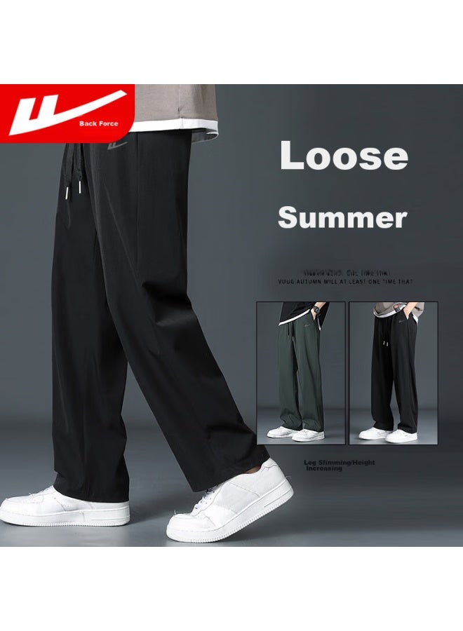 Warrior Sports Pants For Men, Summer Ice Silk Quick-dry Casual Pants, Loose Straight-leg Wide-leg Trousers, Men's Athletic Pants - Image 1