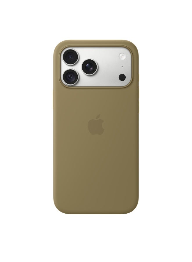ابل  iPhone 18 Pro Max Silicone Case with MagSafe - Olive - Image 1