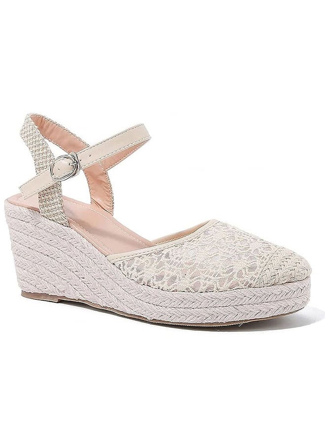 Sharpdo - Women's Espadrille Wedge Sandals Lace Braided Ankle Strap Closed Cap Toe Cutout Chunky Platform Sandal - Image 1