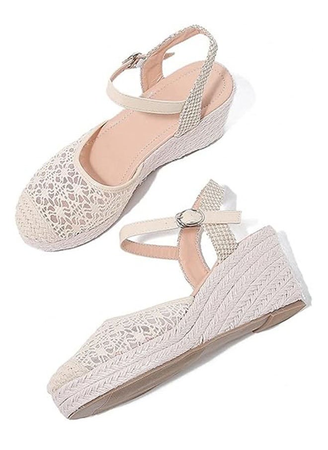 Sharpdo - Women's Espadrille Wedge Sandals Lace Braided Ankle Strap Closed Cap Toe Cutout Chunky Platform Sandal - Image 1